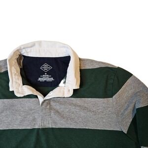 St. John's Bay Medium Green and Gray Sleeve Rugby Shirt